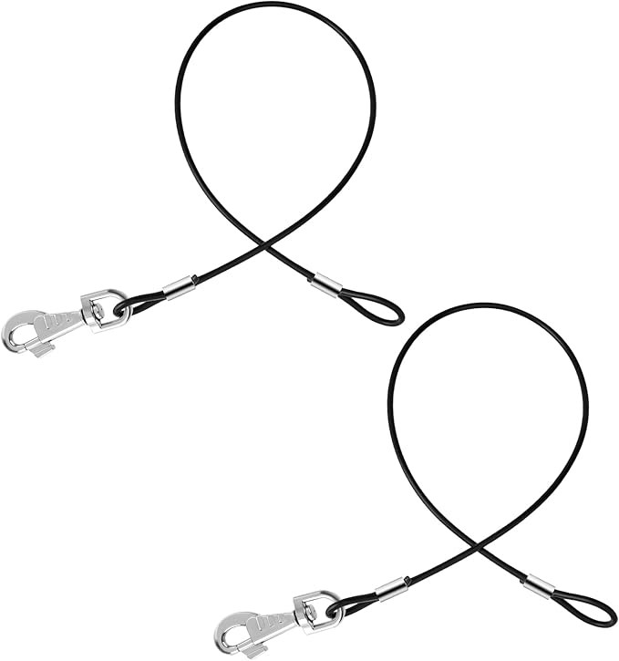 2 Pack Chew Proof Dog Leash Extension Metal Cable Leads, Heavy Duty Non-Tan