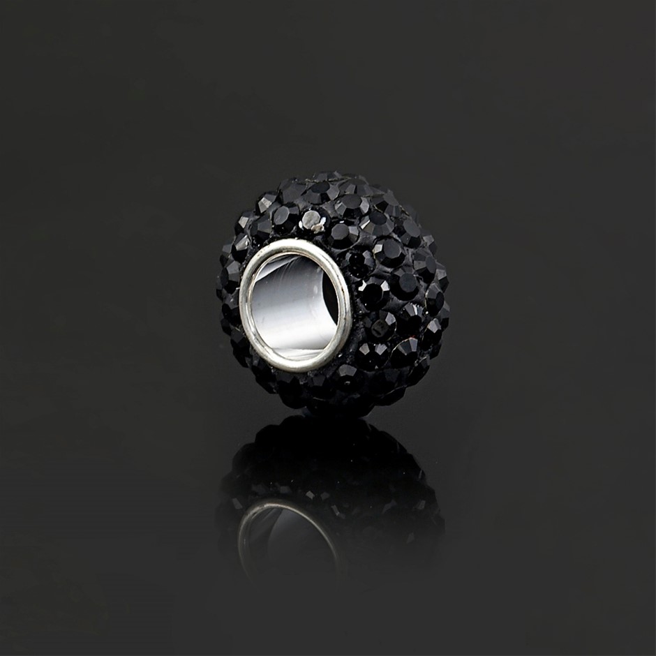 Black Spinner Pendant Featuring 80+ Crystals- FITS PANDORA BRACELET