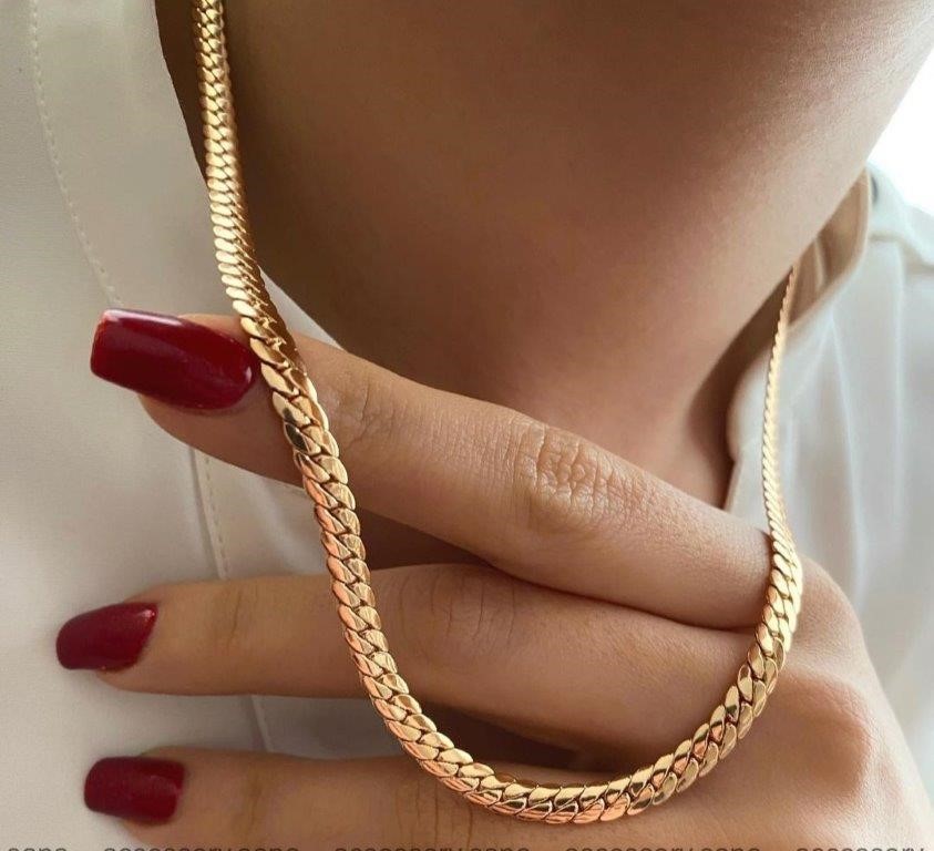 18K/Italy Stamped Yellow Gold Filled Snake Chain -50CM-4MM-Bonus Gift