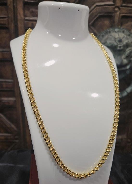 18K/Italy Stamped Yellow Gold Filled Chain -50CM-4MM-Bonus Gift