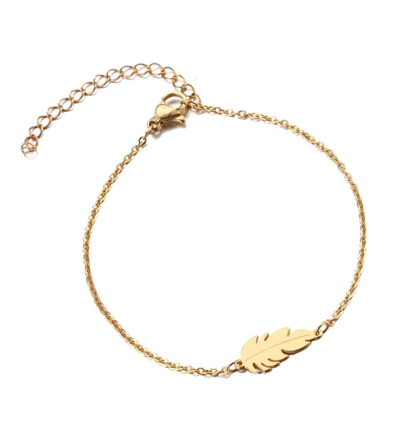 Designer Stainless Steel Feather Bracelet - Yellow (adjustable)
