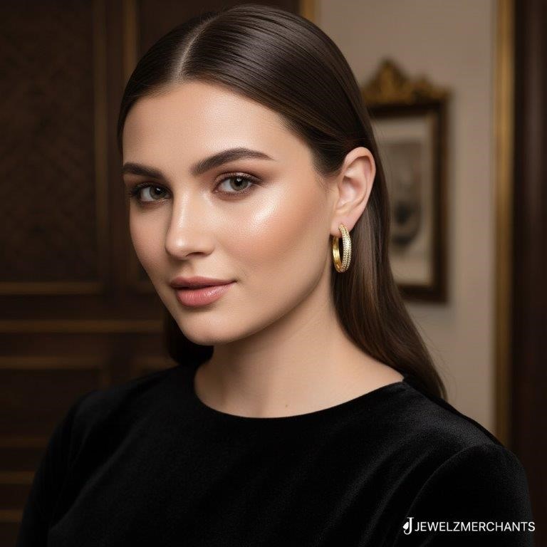 22K/Italy Gold Filled Earring -(stamped 22K/Italy)-Warranty Quality-Bonus