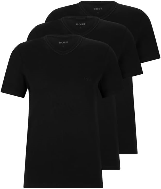 0012-3140674 · 3-Pack BOSS Men's V-Neck Tees, Size L, 100% Cotton, Black Night. NB: damage