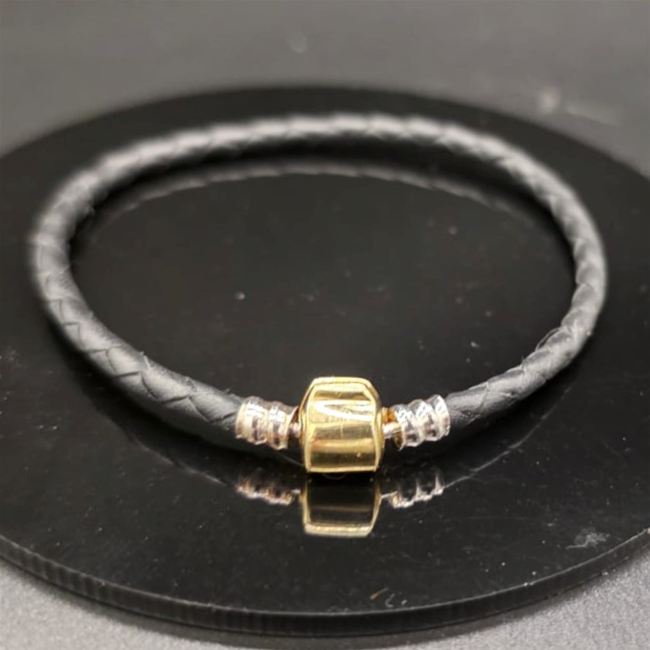 Designer Simulated Diamond Ball Bracelet  with Black Braid
