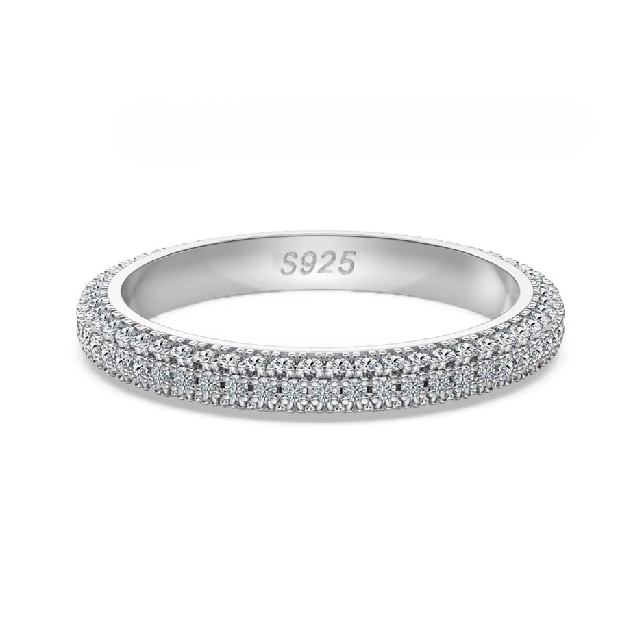 0.735ct GRA Certified Moissanite 925 Sterling Silver Band Ring - Size 5