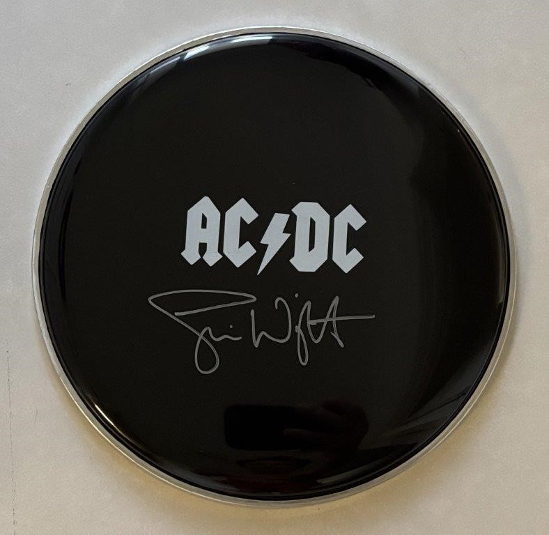 ACDC DRUMSKIN SIGNED BY DRUMMER SIMON WRIGHT