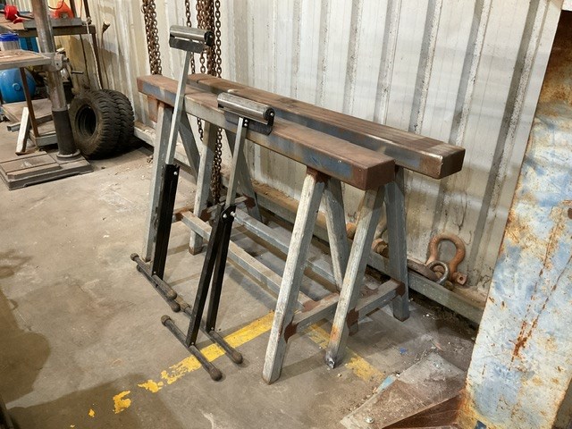 <p>2 Steel Tressles And 2 RollOut Stands</p>