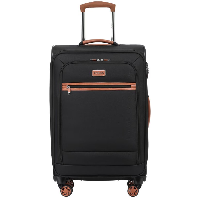 TOSCA Park Avenue Softside Luggage Case, Medium, 67cm, Black Tan. NB: Not i