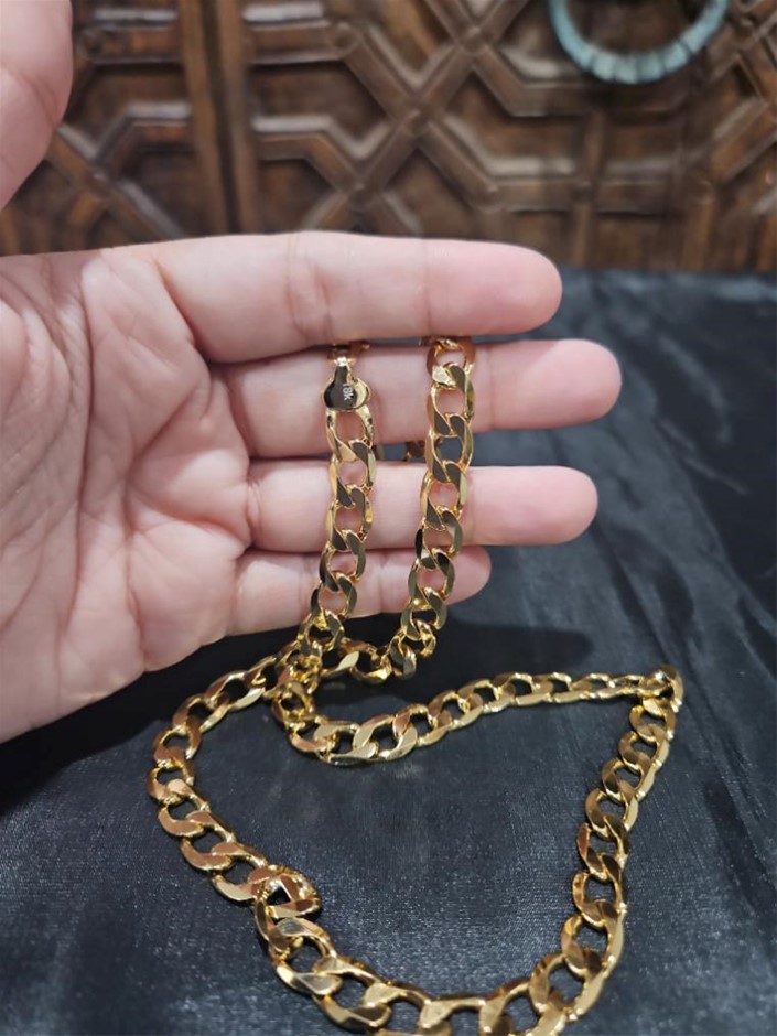 18k Italy Stamped Yellow Gold Filled Cuban Chain-Quality Guarantee-60cm-8mm