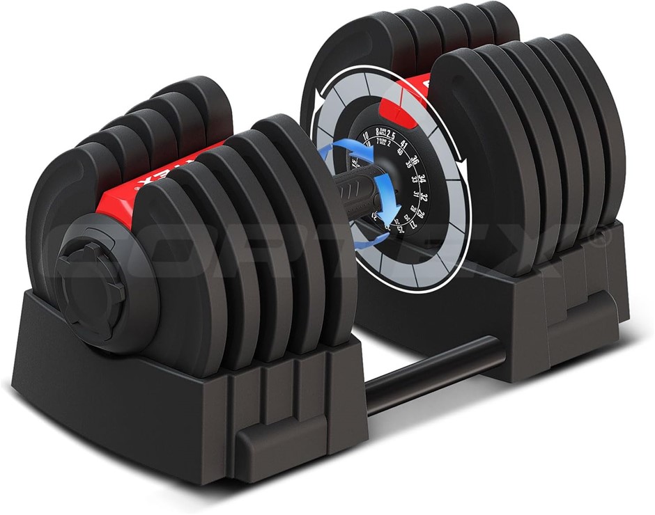 3 x CORTEX Revolock V2 40kg Adjustable Steel Dumbbell Barbell All-in-One (S