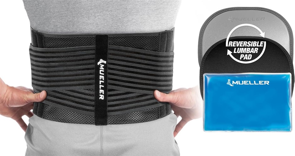 MUELLER Sports Medicine 4-in-1 Lumbar Back Brace with Hot/Cold Pack, Ideal