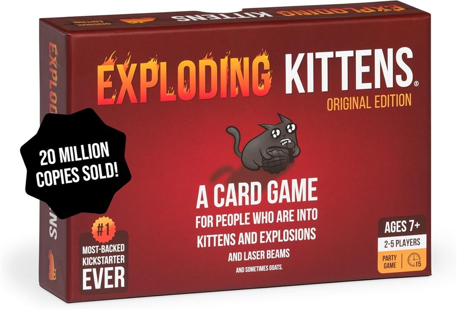 2 x Assorted EXPLODING KITTENS Card Games, comprising: 1 x A Russian Roulet