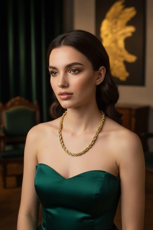 14K/Italy Stamped Yellow Gold Filled Rope Chain -50cm-Bonus Gift