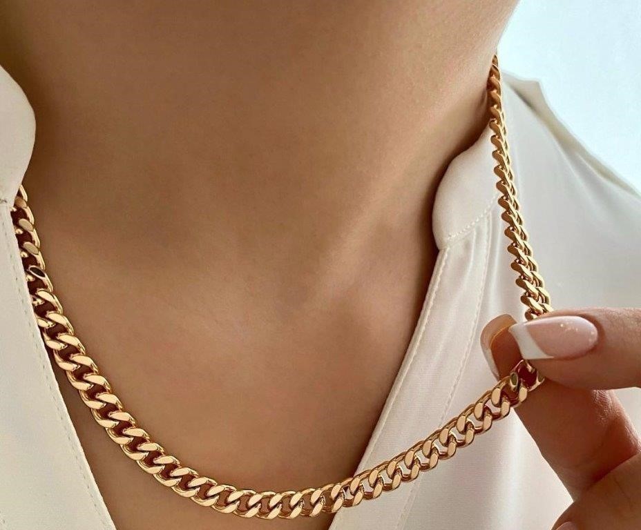 14K/Italy Stamped Yellow Gold Filled Cuban Chain -50cm-Bonus Gift