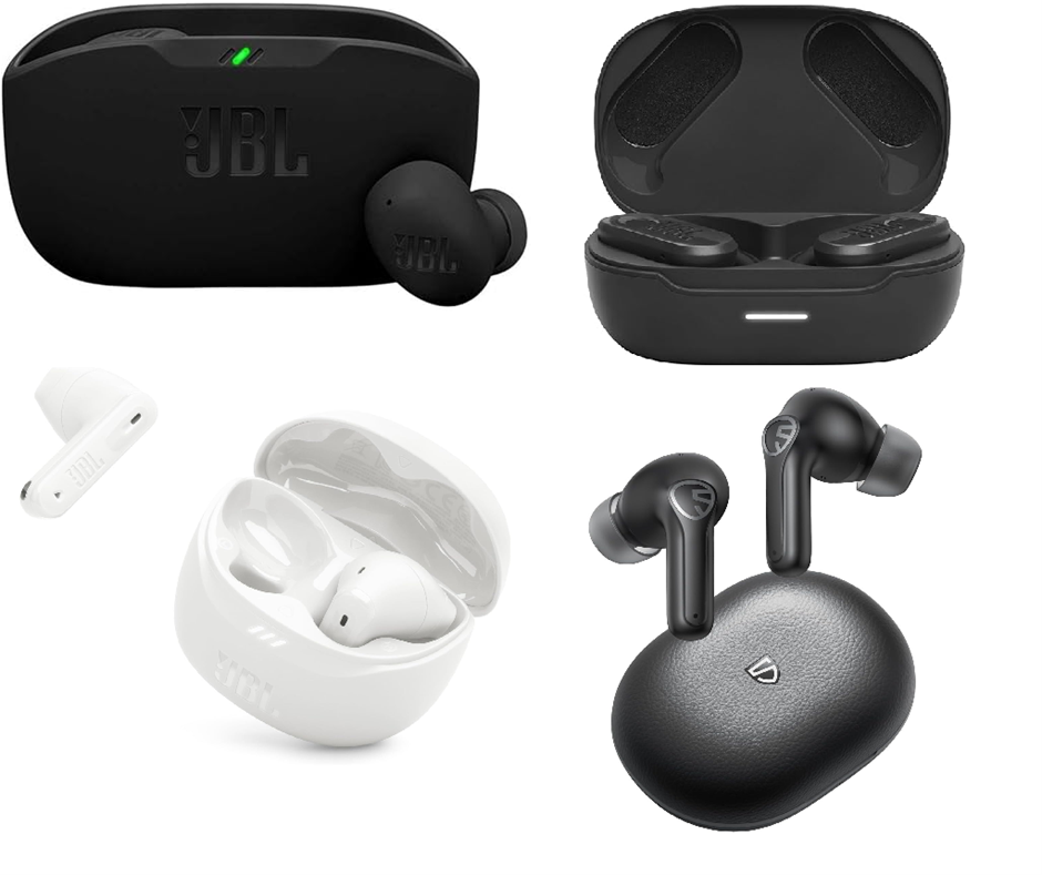 4 x Wireless Earbuds. 1 x JBL Wave Buds 2 Black. 1 x JBL Endurance Peak 3 B