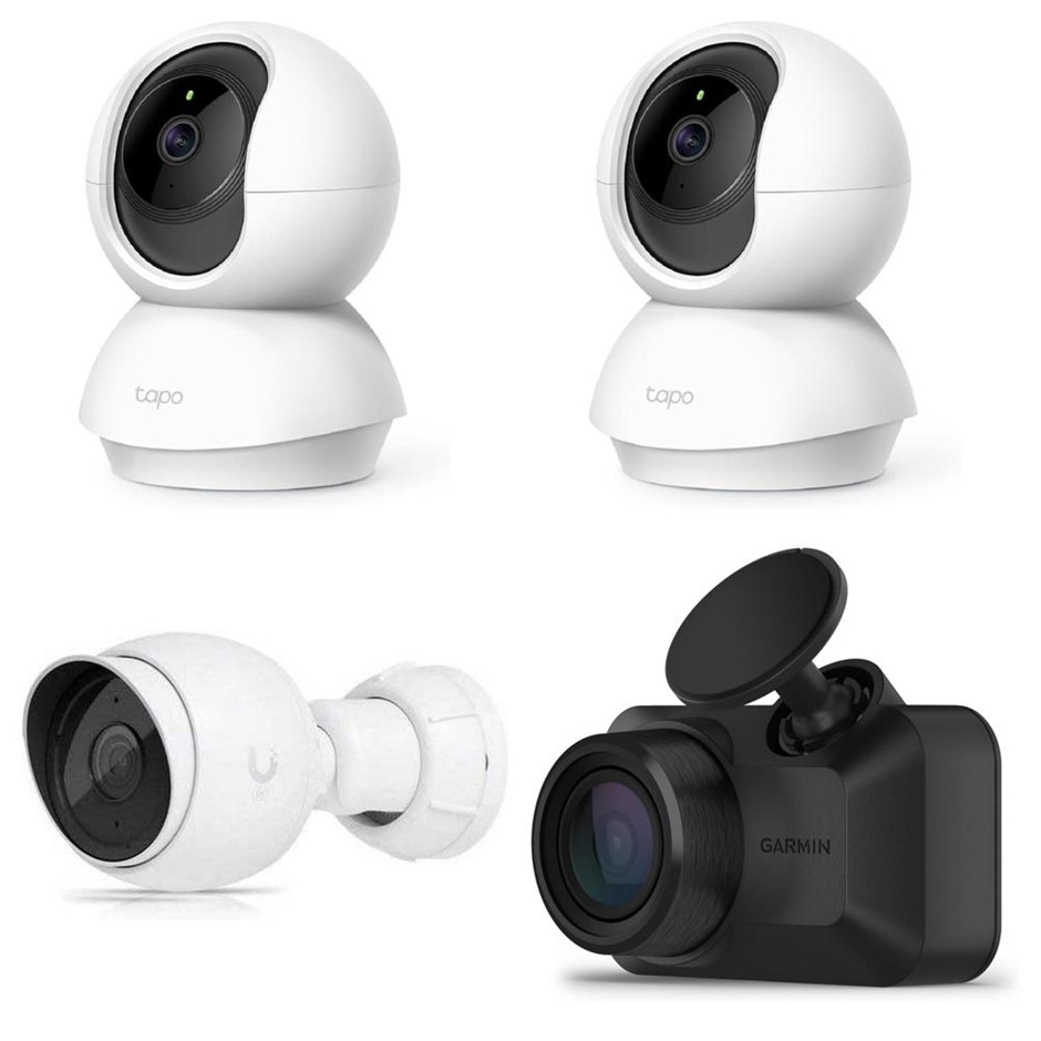 4 x Assorted Recording Cameras. 2 x TP-LINK Tapo C200 Smart Cam Pan Tilt Ho