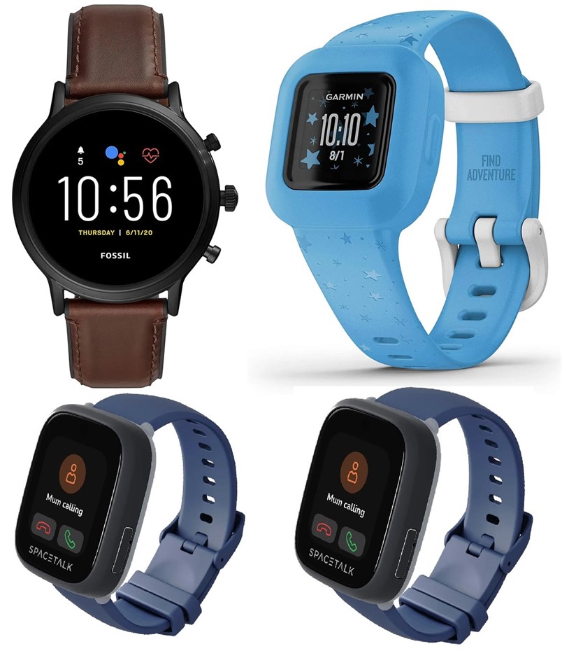4 x Assorted Smart Watches. 1 x FOSSIL Gen 5 Carlyle Stainless Steel Touchs