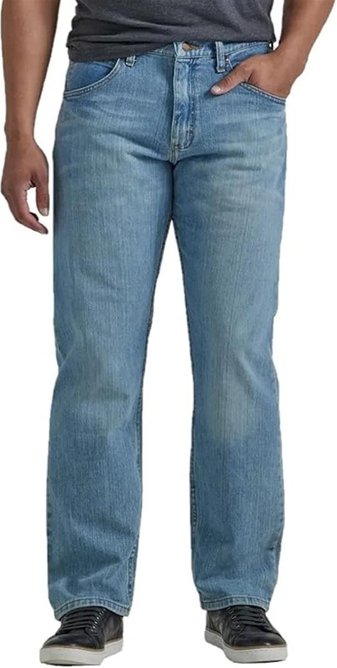 WRANGLER Mens Authentics Relaxed Fit Jean, Size 31x30, Bleached Denim Flex.