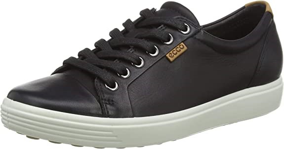 ECCO Men's Soft 7 Long Lace Leather Sneaker, EU 45/US 11-11.5, Black, 43000