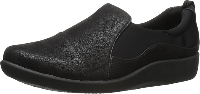 CLARKS Women's Sillian Paz Slip-On Loafer, US6.5/EU37, Black Synthetic Nubu