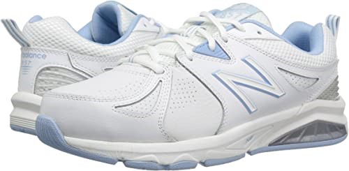 NEW BALANCE Women's 857 Cross Training Shoes, US7/EU37.5(Narrow), White/Blu