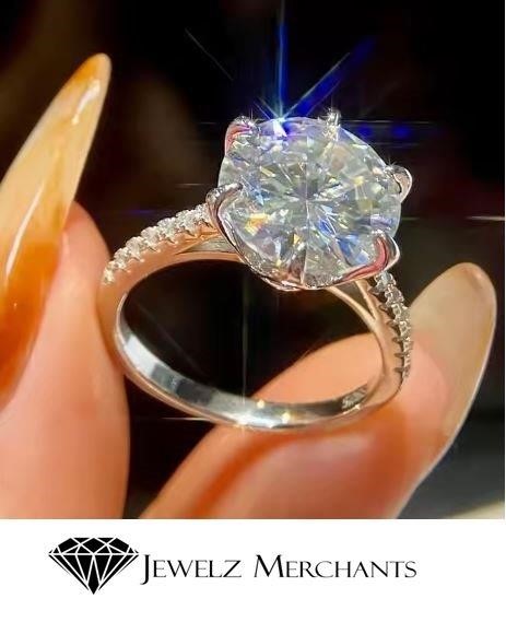3.0ct GRA Moissanite white Brilliant Cut stone Ring-S925-7 US