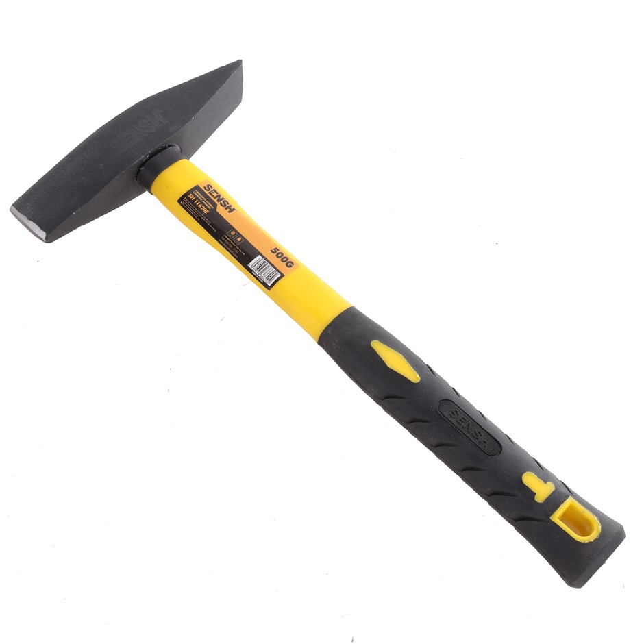 SENSH Machinist Hammer 500g w/ Rubber Grip Fibreglass Handle.
