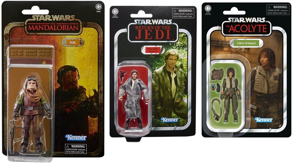 3 x STAR WARS Vintage Collection Action Figures: Han Solo (9.5cm), VOsha An