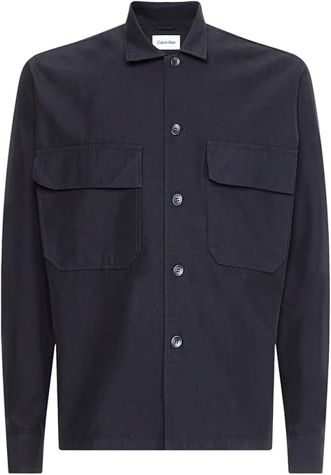 Calvin Klein Men's Blended Twill Overshirt, Large, CK Black, K10K109920BEH.