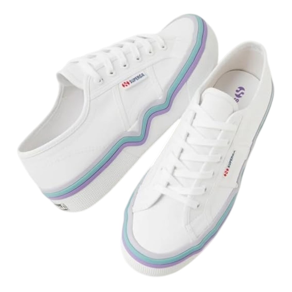SUPERGA 2740 Platform Shoes, Size US M5/W6.5 (EU37), Liquify Stripes Nylon