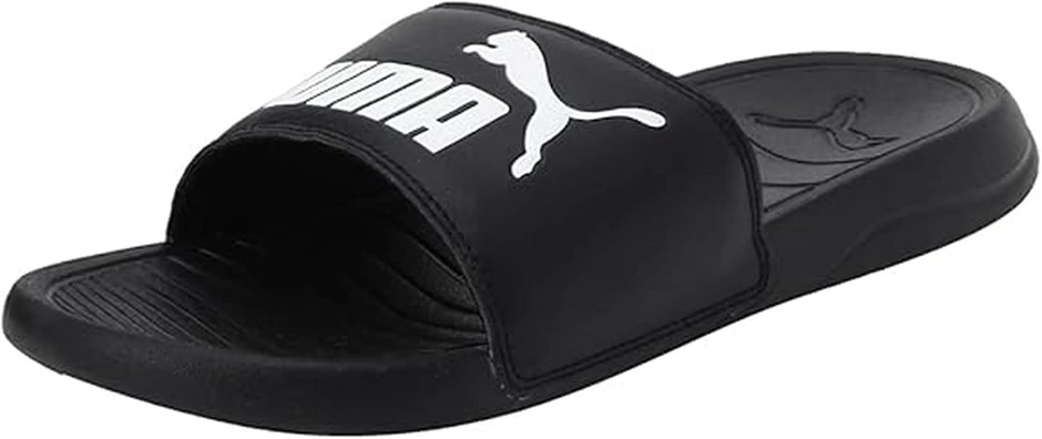 PUMA Unisex Popcat 20 Slides, Size US 7 / EU 39, Colour: Black/White. Buye