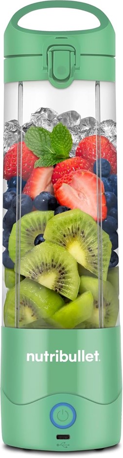 NutriBullet Portable Blender, Light Green 590ml, Charged via USB-C, BPA-Fre