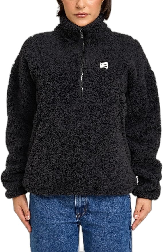 FILA Women's Monika Quarter Zip, Size M, Black (001), ASW22500. RRP: $120.