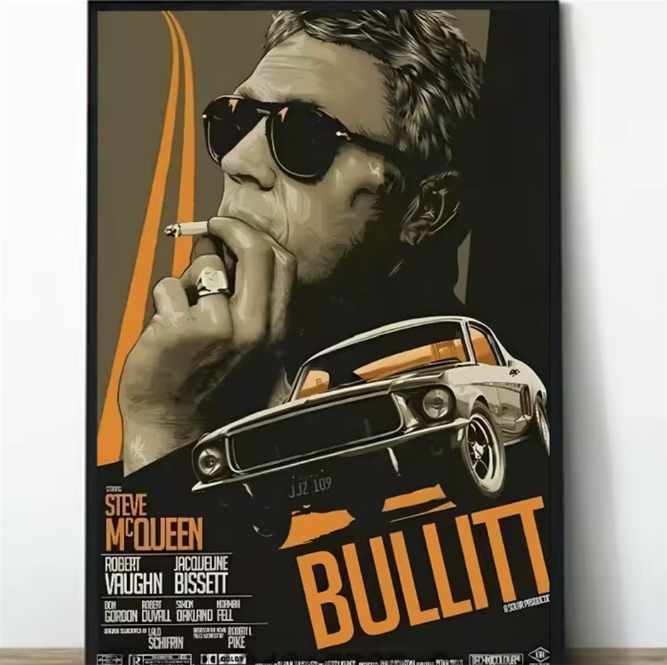 Repro 1968 Steve McQueen "BULLITT" Movie Poster Print