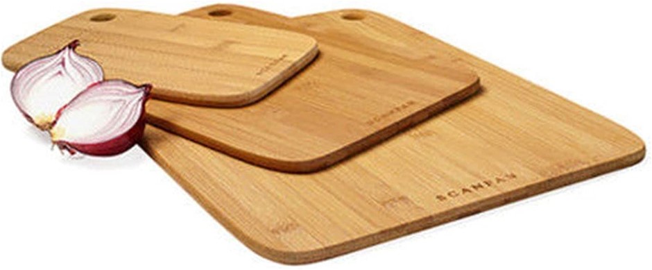 SCANPAN 3pc Bamboo Cutting Board Set, Reversible, Natural Colour, 18191.