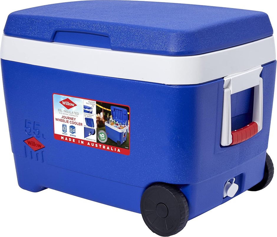 DECOR Journey Wheelie Cooler 55 Litre Capacity, Blue.