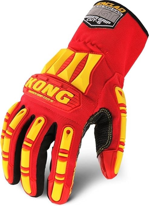 Ironclad KONG Rigger Grip Cut 5 Glove, Small, Red/Yellow