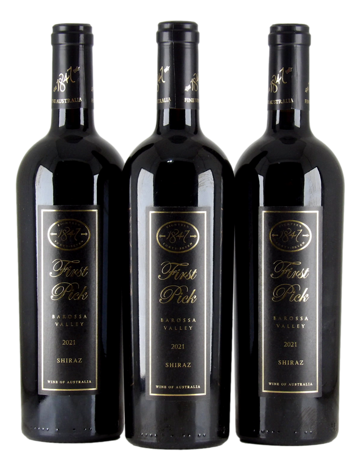 1847 Wines First Pick Shiraz 2021 (3x 750mL), SA.