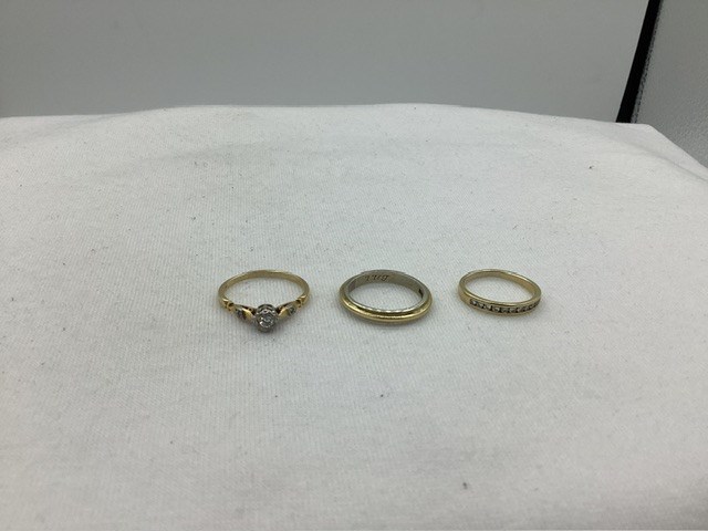 3 x Stamped 18ct Yellow Gold, Engagement Ring Set