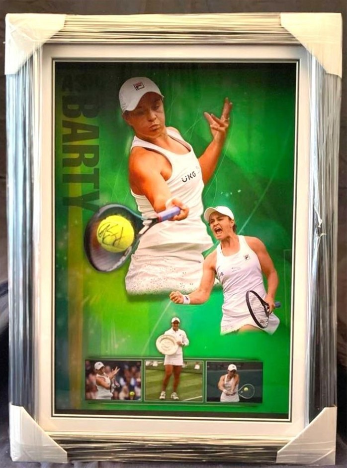 ASH BARTY SIGNED TENNIS BALL - FRAMED - COA