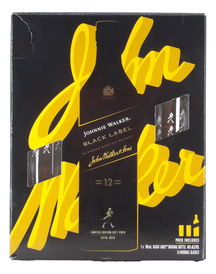 Johnnie Walker B/L Blended Scotch Whisky with Highball Glasses (1x700mL)
