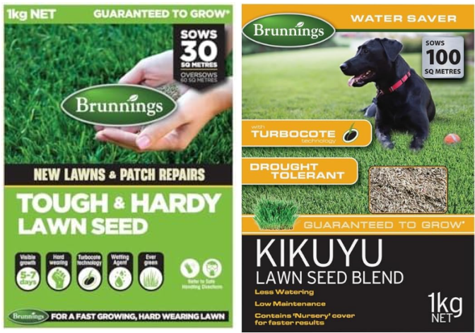 BUNDLE of Brunning Evergreen Tough Lawn Seed 1 kg, Brown + Brunning Kikuyu