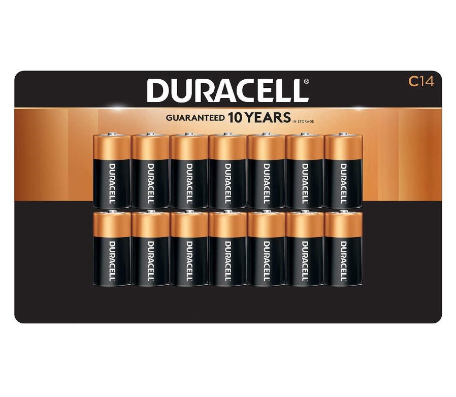 DURACELL 14 PACK C14 Alkaline Batteries. NB: Damaged packaging, 3x missing.