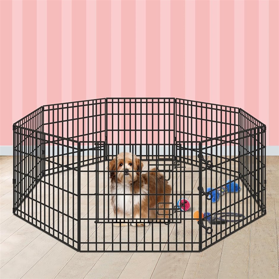 BEASTIE 24" Foldable Pet Dog Metal Playpen, Universal Portable Pet Exercise