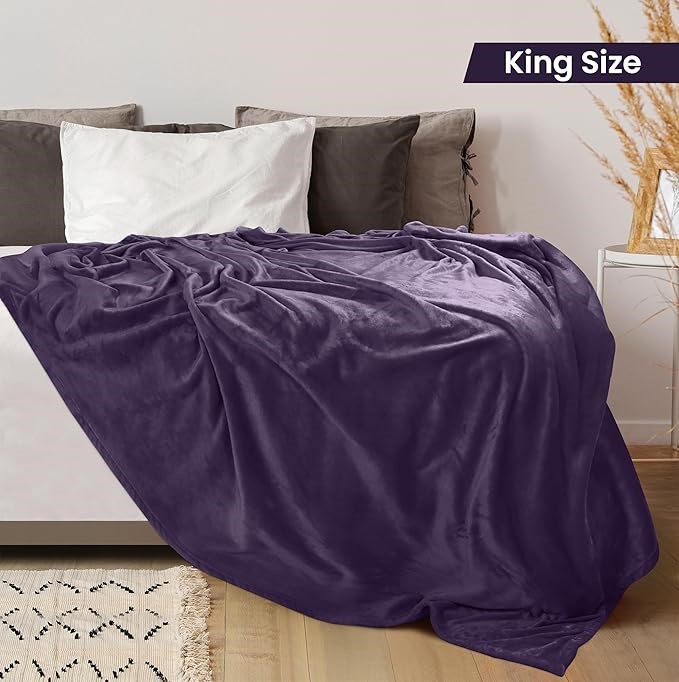 Utopia Bedding Fleece Blanket King Size Purple 300GSM Luxury Bed Blanket An