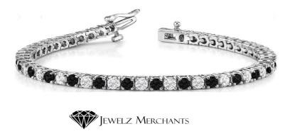GRA Moissanite white & Black stone Tennis Bracelet -S925-17.5cm-3mm