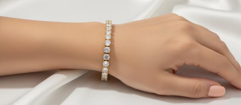 GRA Moissanite white Brilliant Cut stone Tennis Bracelet -S925-17.5cm-4mm