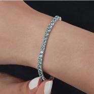 GRA Moissanite Blue Brilliant Cut stone Tennis Bracelet -S925-17.5cm-3mm