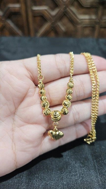 24k Triple Yellow Gold plated heart Design necklace -stamped (24k)