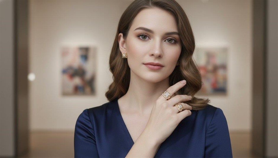 Set 18K Rose Gold  plated Earrings and Ring with stamps(8us)